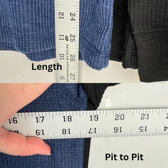 NWT Quad Seven Blue & Black Waffle Crew Neck Long Sleeve Top Set of 2 Sz 16/18 - Picture 10 of 10